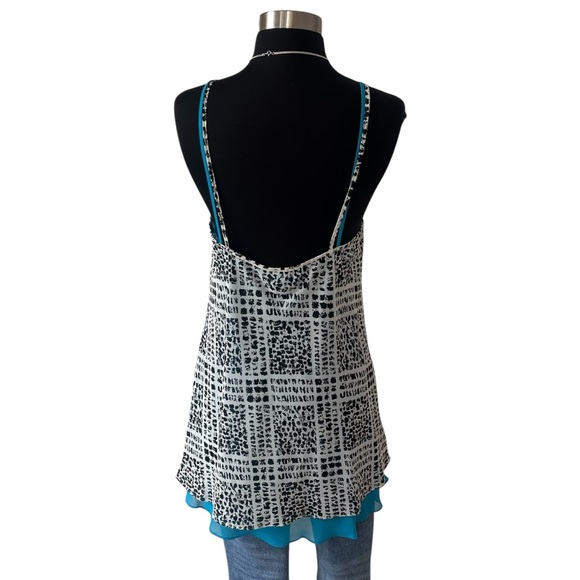 Vintage abstract layered slip dress black white blue M - Picture 4 of 11